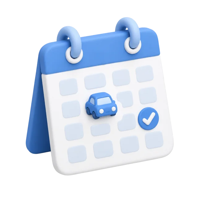 Calendar with a car and check mark